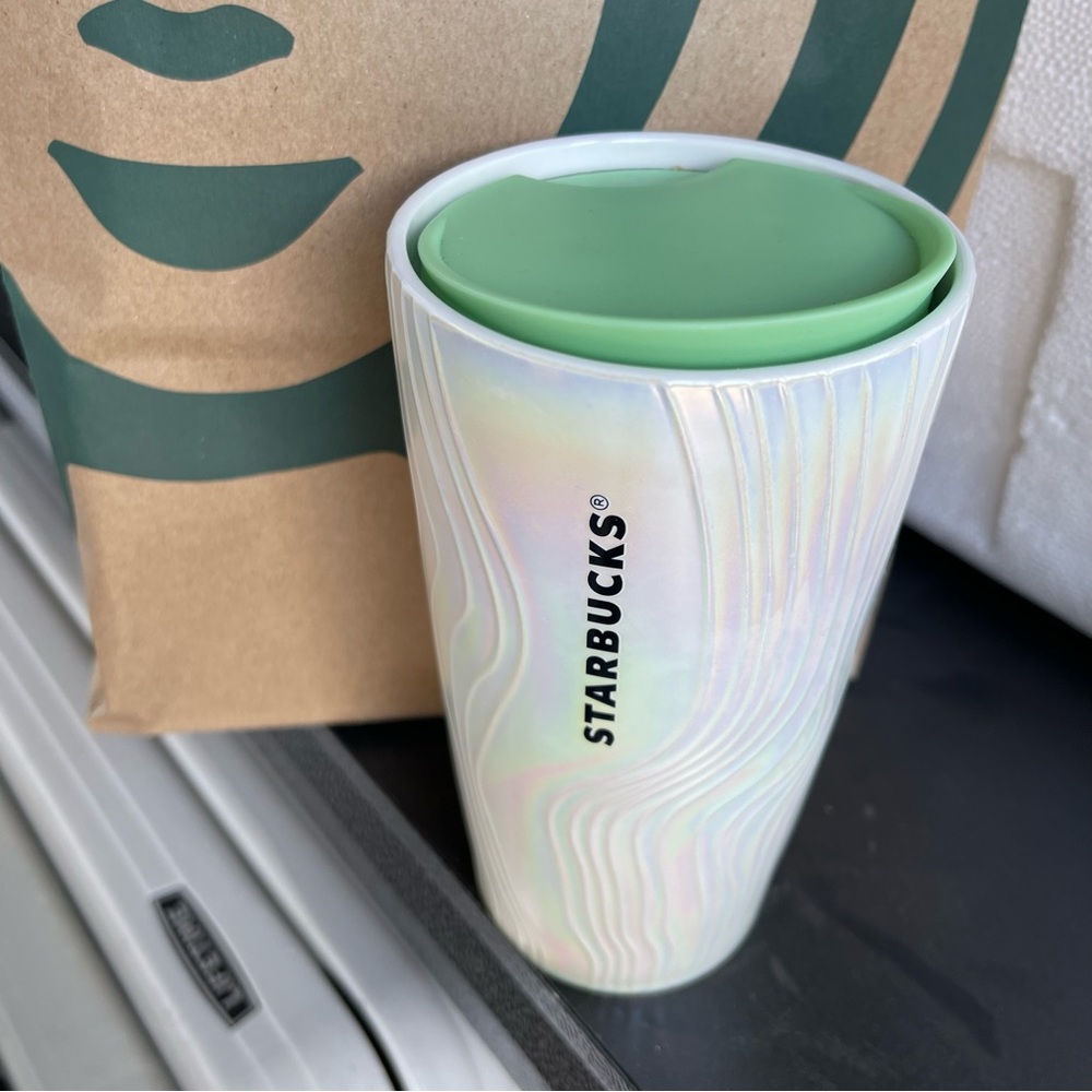 Starbucks White and Green Accent Tumbler - Picture 2 of 2